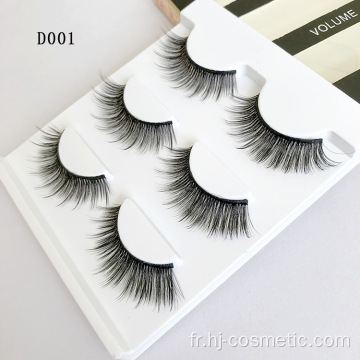 Double 3D Remy hair False Eyelashes Echantillon gratuit meilleur prix faux cils 3d vison avec des boîtes personnalisées